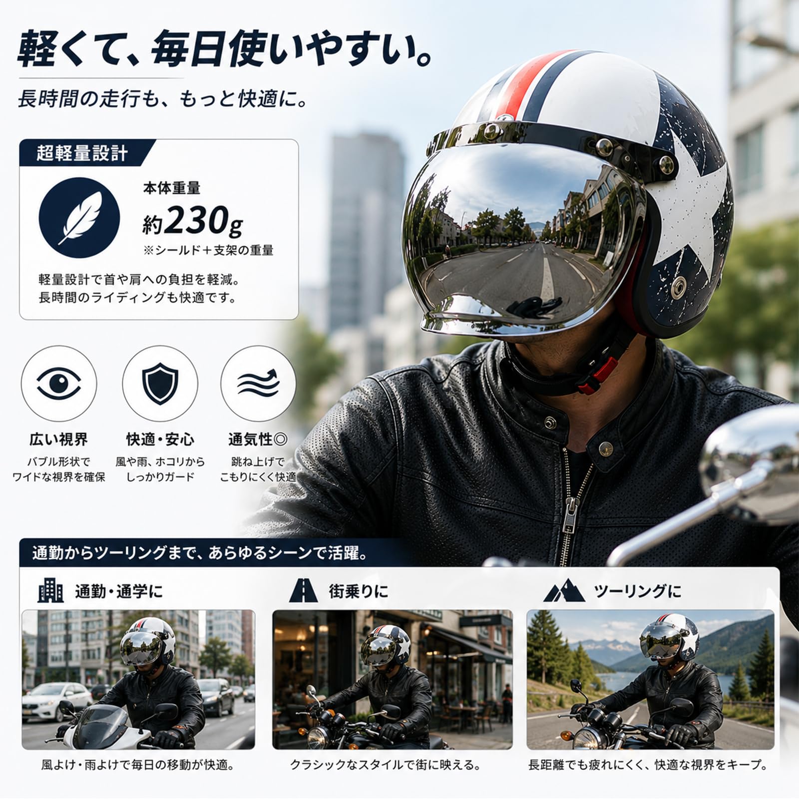Amazon | ジェットヘルメット シールド バブルシールド 交換用 防風
